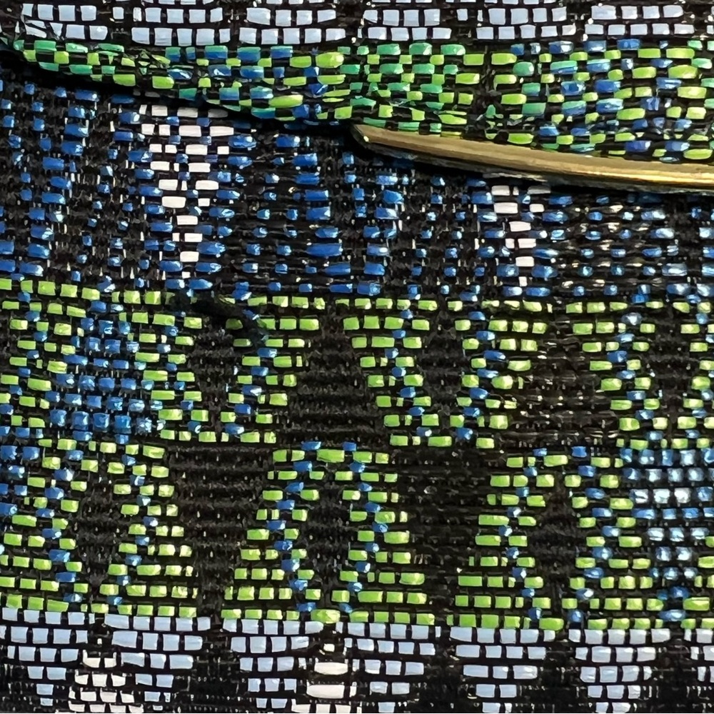 Woven‎ Clutch Bag Wristlet Blue/Green/Black Geometric Abstract Pattern - Picture 10 of 15